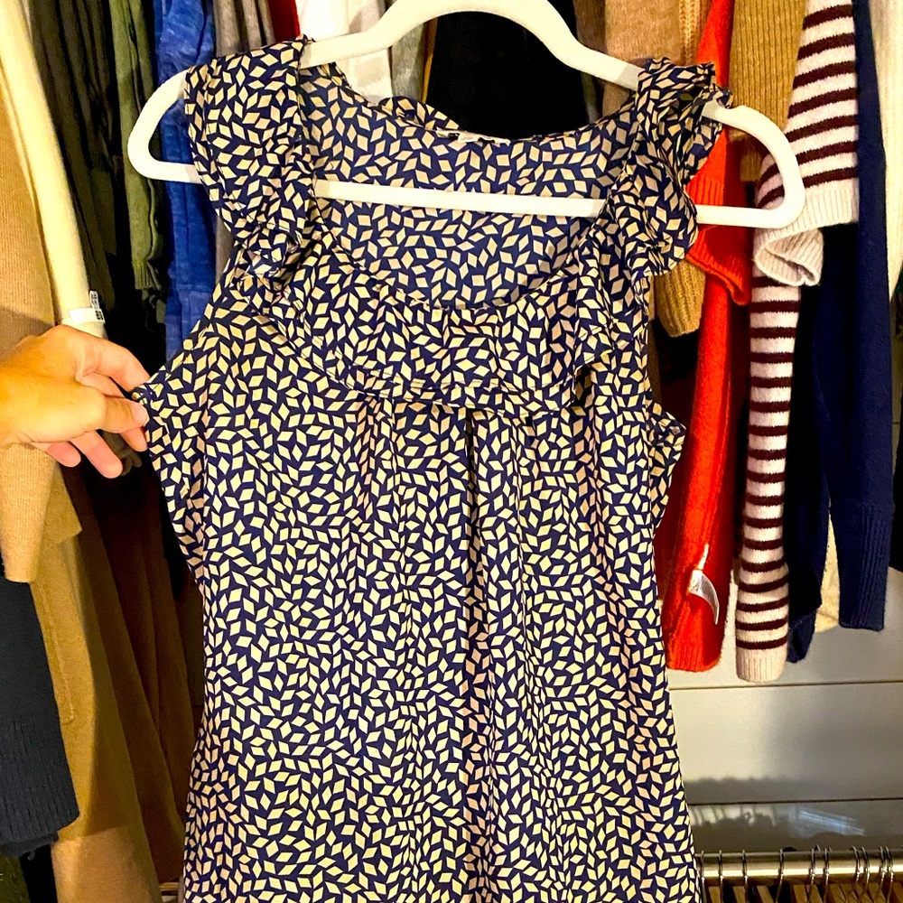 Navy/cream dress in small. Mid Thigh length